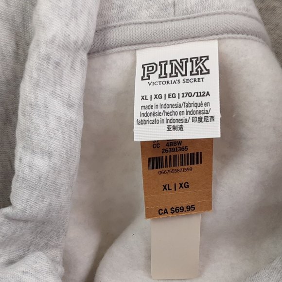 VICTORIA'S SECRET 'PINK' FLEECE  ROSE~GOLD LOGO COWL-NECK  SWEATSHIRT - Picture 8 of 14